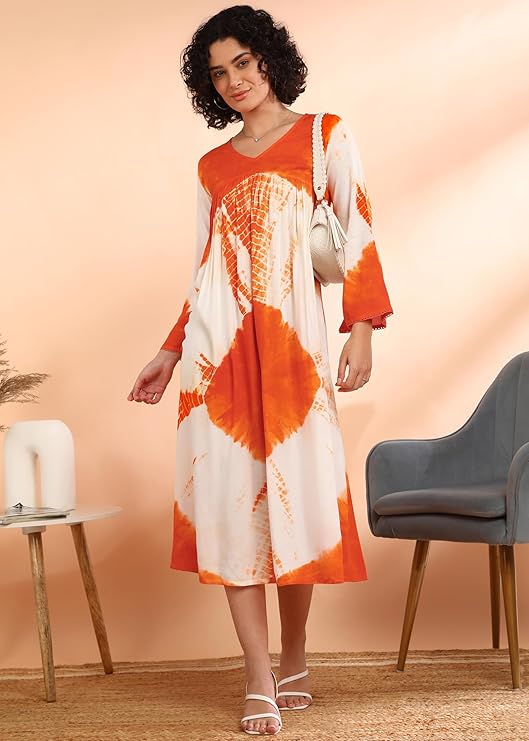 Maaesa Women Printed Rayon Flared Kurti